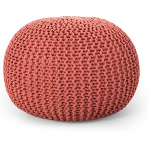 Nahunta Knitted Round Pouf – Cotton – Navy(Coral)