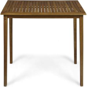 Polaris Outdoor Minimalist Acacia Wood Rectangle Bar Table – Teak Finish
