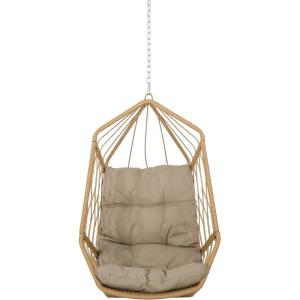 Tamara Outdoor/Indoor Hanging Chair (NO Stand) – Wicker – Light Brown/Tan
