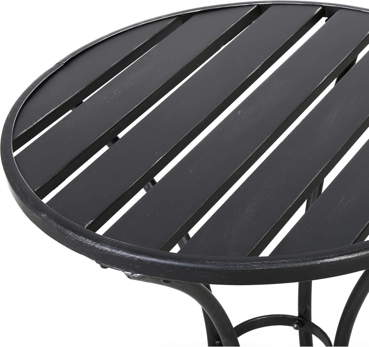 imageChristopher Knight Home Colmar Outdoor Metal Bistro Set 3Pcs Set Black With Silver
