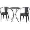 Christopher Knight Home Colmar Outdoor Metal Bistro Set, 3-Pcs Set, Black With Silver