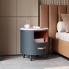 Christopher Knight Home Ucal Modern Round Nightstand with Drawers, Contemporary Bedside Table/End Table with Curved Design for Bedroom/Living Room, Practical Open Storage Cabinet with Drawers, Blue(Blue)