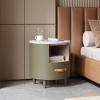 Christopher Knight Home Ucal Modern Round Nightstand with Drawers, Contemporary Bedside Table/End Table with Curved Design for Bedroom/Living Room, Practical Open Storage Cabinet with Drawers, Blue(Green)