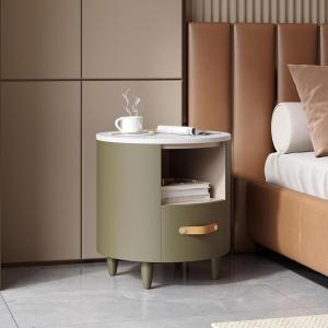 Christopher Knight Home Ucal Modern Round Nightstand with Drawers, Contemporary Bedside Table/End Table with Curved Design for Bedroom/Living Room, Practical Open Storage Cabinet with Drawers, Blue(Green)