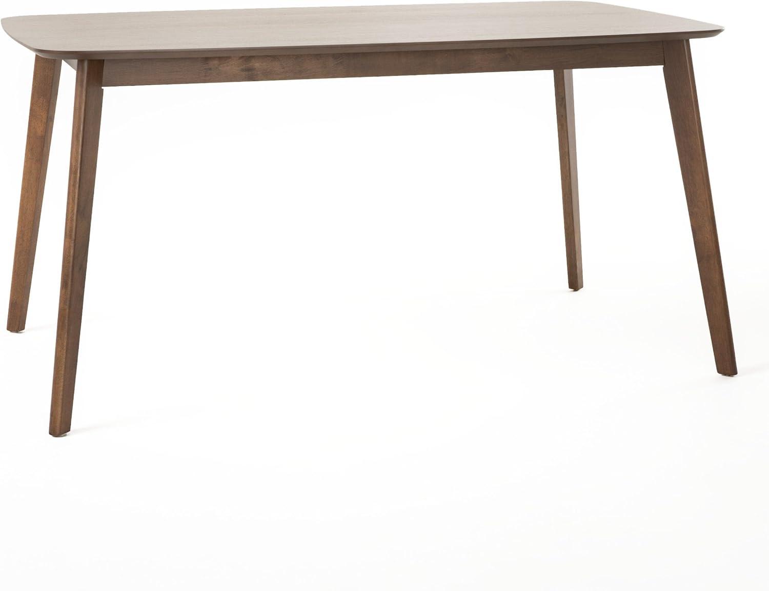 imageChristopher Knight Home Megann MidCentury Wood Dining Set with Fabric Chairs 5Pcs Set Natural Walnut Dark Grey
