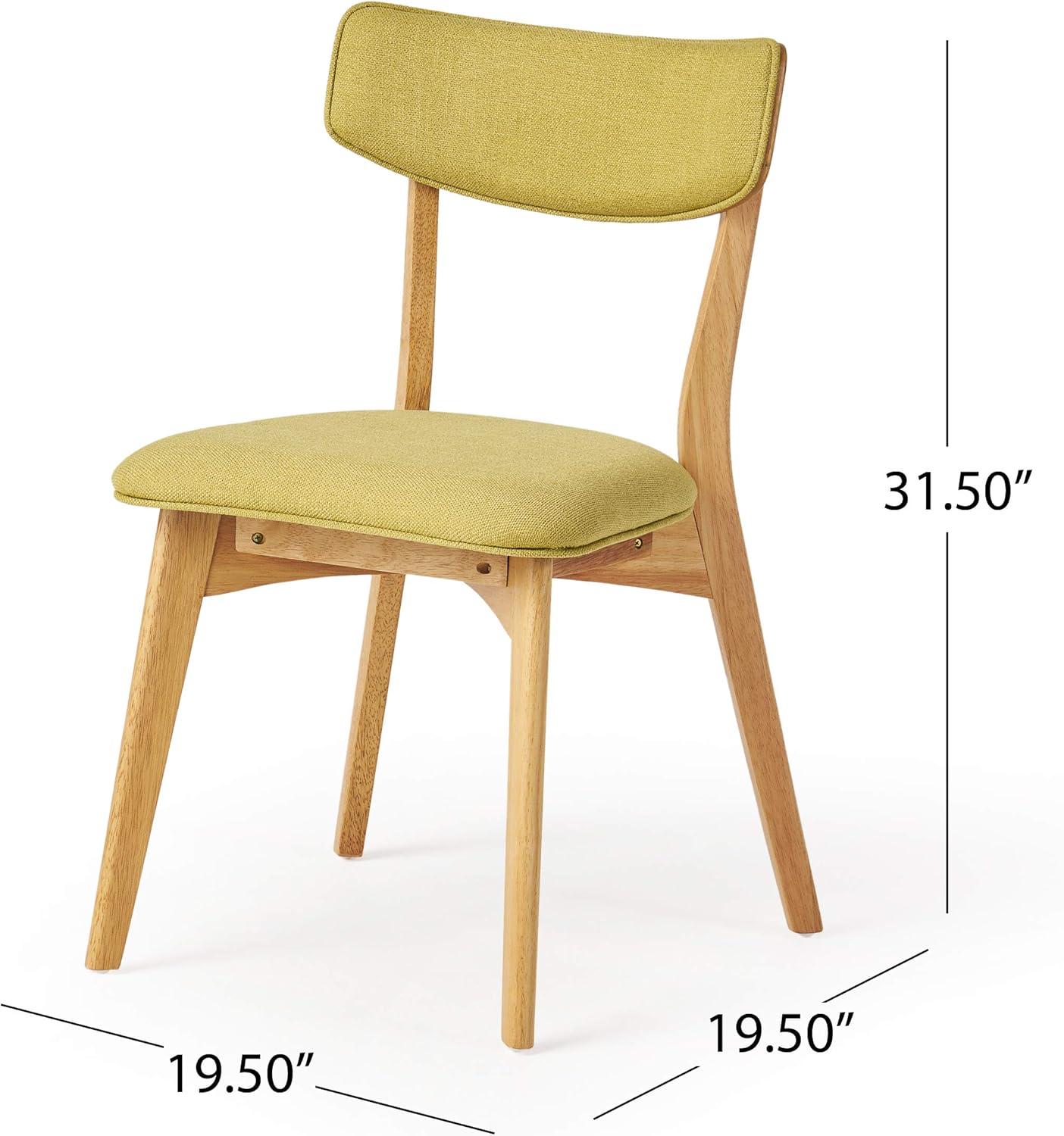 imageChristopher Knight Home Nissie MidCentury Wood Dining Set with Fabric Chairs 5Pcs Set Natural Oak Finish Green Tea
