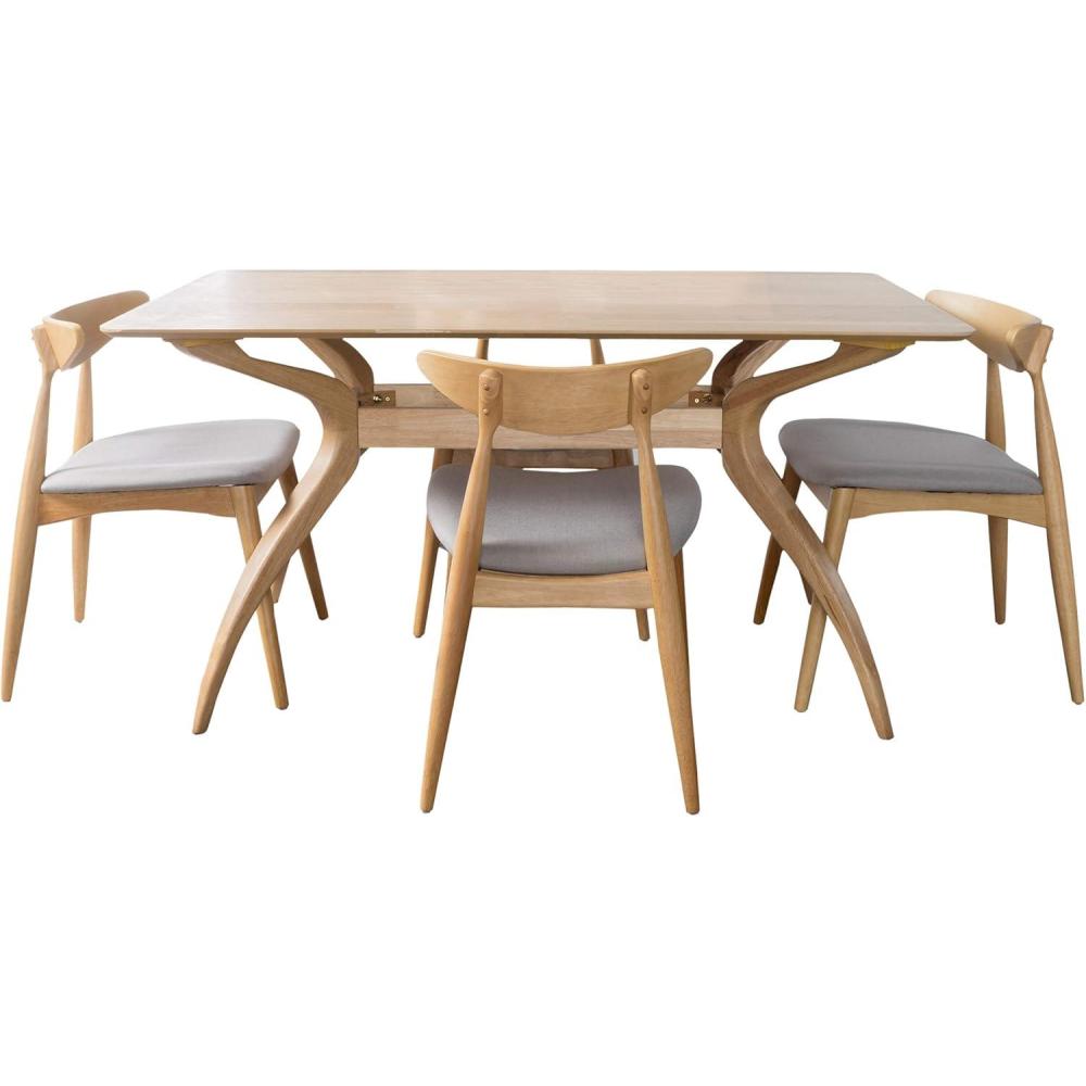 imageChristopher Knight Home Barron Fabric and Oak Wood Dining Set 5Pcs Set Light Grey Oak