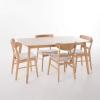 Christopher Knight Home Idalia 50″ Rectangular Dining Set, 5-Pcs Set, Natural Walnut / Light Beige(Light Beige)