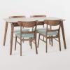 Christopher Knight Home Idalia 50″ Rectangular Dining Set, 5-Pcs Set, Natural Walnut / Light Beige(Mint)