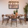 Christopher Knight Home Lucious Curved Leg Rectangular Dining Set, 5-Pcs Set, Natural Walnut / Dark Grey