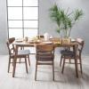 GDFStudio Christopher Knight Home Idalia 60″ Rectangular Dining Set, 5-Pcs Set, Natural Walnut / Dark Grey(Dark Grey)