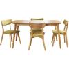 Christopher Knight Home Alma Mid-Century Wood Dining Set with Fabric Chairs, 5-Pcs Set, Natural Oak / Green Tea
