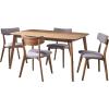 Christopher Knight Home Alma Mid-Century Wood Dining Set with Fabric Chairs, 5-Pcs Set, Natural Walnut / Dark Grey
