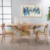 Christopher Knight Home Anise Curved Leg Rectangular Dining Set, 5-Pcs Set, Green Tea Fabric / Natural Oak Finish