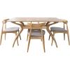 Christopher Knight Home Barron Fabric and Oak Wood Dining Set, 5-Pcs Set, Light Grey / Oak