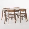 Christopher Knight Home Idalia 50″ Rectangular Dining Set, 5-Pcs Set, Natural Walnut / Light Beige(Light Beige + Walnut)