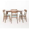 Christopher Knight Home Idalia 50″ Rectangular Dining Set, 5-Pcs Set, Natural Walnut / Light Beige(Mint)