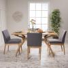 Christopher Knight Home Kwame Curved Leg Rectangular Dining Set, 5-Pcs Set, Natural Oak / Dark Grey
