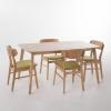 Christopher Knight Home Lucille Green Tea Fabric/Natural Oak Finish 60″ Rectangular 5 Piece Dining Set