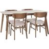 Christopher Knight Home Lucious 60″ Rectangular Dining Set, 5-Pcs Set, Natural Walnut / Light Beige
