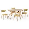 Christopher Knight Home Nissie Mid-Century Wood Dining Set with Fabric Chairs, 5-Pcs Set, Natural Oak Finish / Green Tea