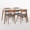GDFStudio Christopher Knight Home Idalia 60″ Rectangular Dining Set, 5-Pcs Set, Natural Walnut / Dark Grey(Dark Grey)