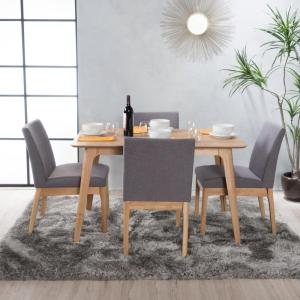 Christopher Knight Home Kwame 50″ Rectangular Dining Set, 5-Pcs Set, Natural Oak / Dark Grey