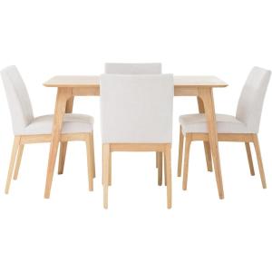 Christopher Knight Home Kwame 50″ Rectangular Dining Set, 5-Pcs Set, Natural Oak / Light Beige