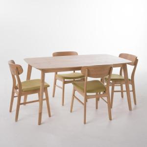 Christopher Knight Home Lucille Green Tea Fabric/Natural Oak Finish 60″ Rectangular 5 Piece Dining Set