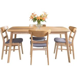GDFStudio Christopher Knight Home Idalia 60″ Rectangular Dining Set, 5-Pcs Set, Natural Oak / Dark Grey