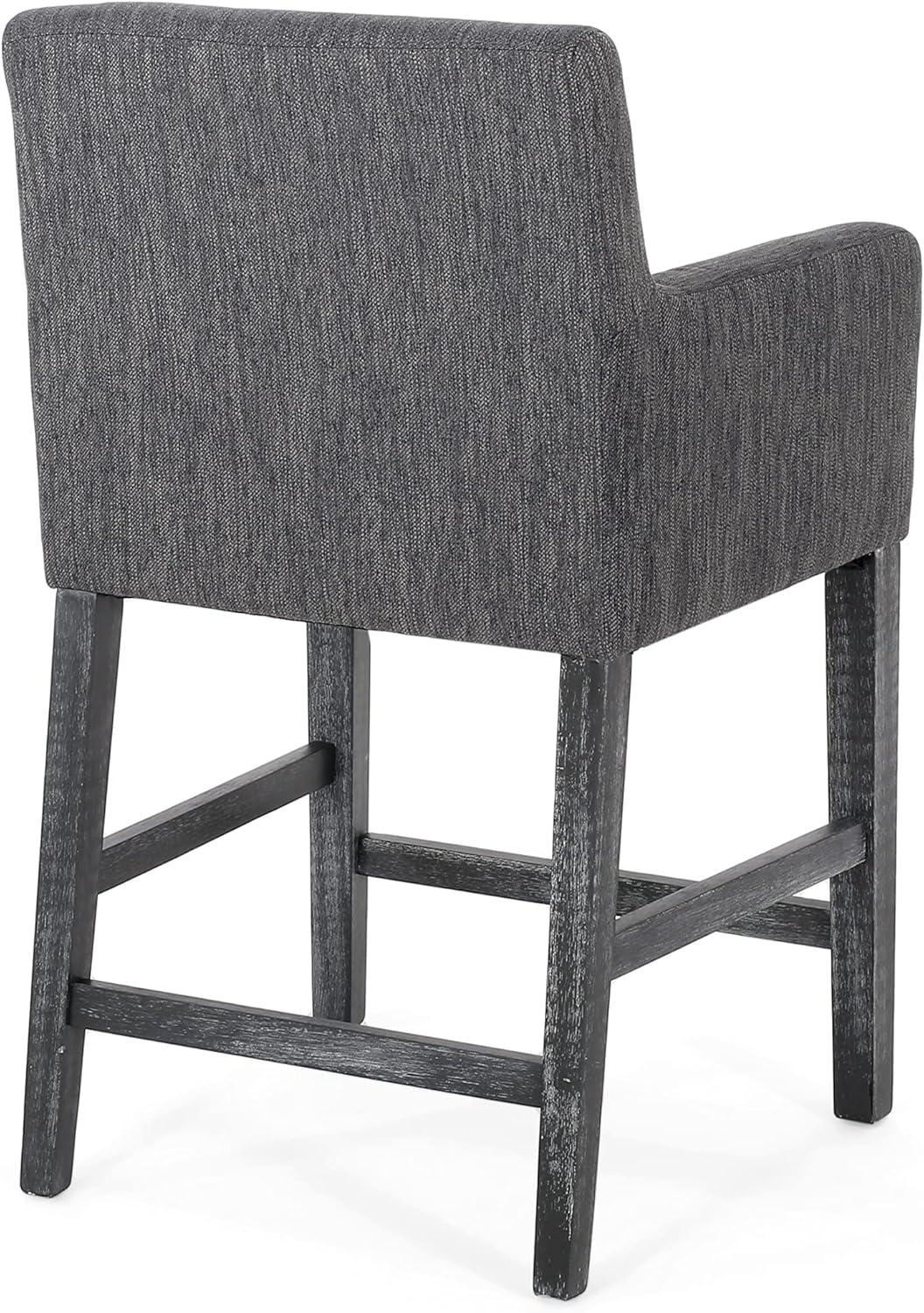 imageChristopher Knight Home Armga Fabric Upholstered Counter Stools Set of 2 Wooden Counter Height Barstool Set Kitchen Island Bar Stool Chair Dining Room Armchair Set Charcoal Gray