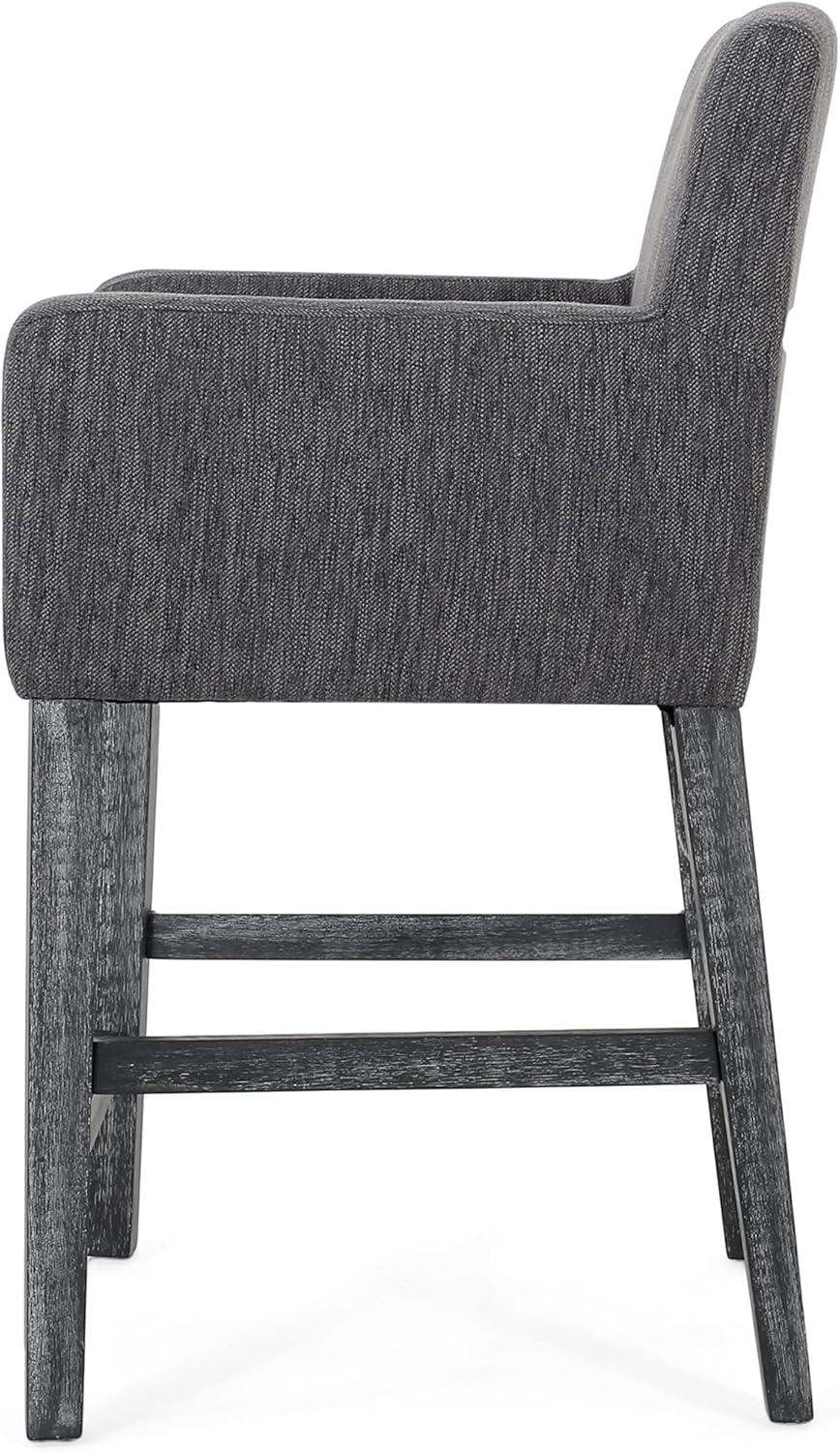 imageChristopher Knight Home Armga Fabric Upholstered Counter Stools Set of 2 Wooden Counter Height Barstool Set Kitchen Island Bar Stool Chair Dining Room Armchair Set Charcoal Gray