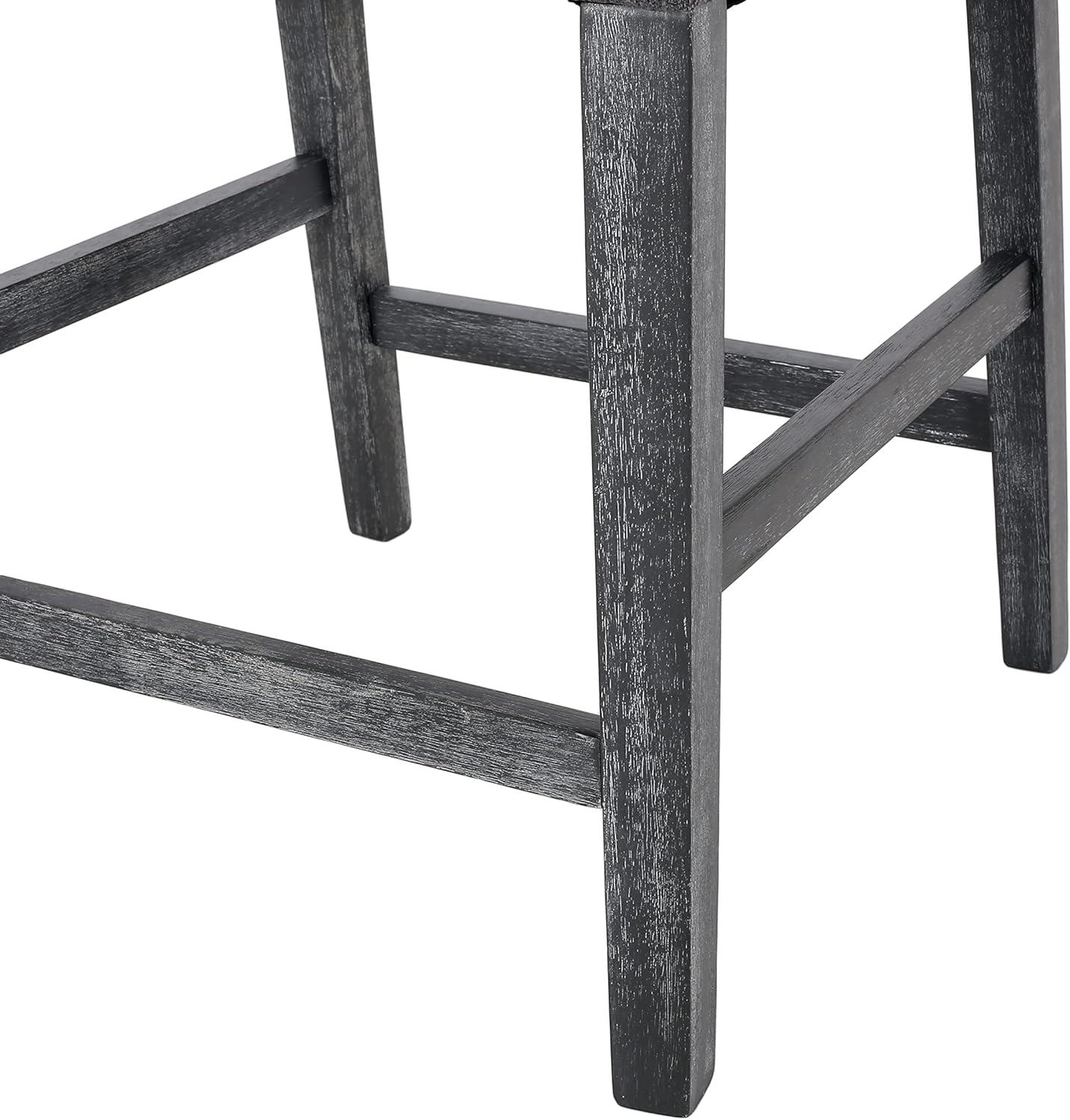 imageChristopher Knight Home Armga Fabric Upholstered Counter Stools Set of 2 Wooden Counter Height Barstool Set Kitchen Island Bar Stool Chair Dining Room Armchair Set Charcoal Gray