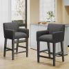 Christopher Knight Home Armga Fabric Upholstered Counter Stools Set of 2, Wooden Counter Height Barstool Set, Kitchen Island Bar Stool Chair, Dining Room Armchair Set, Charcoal Gray