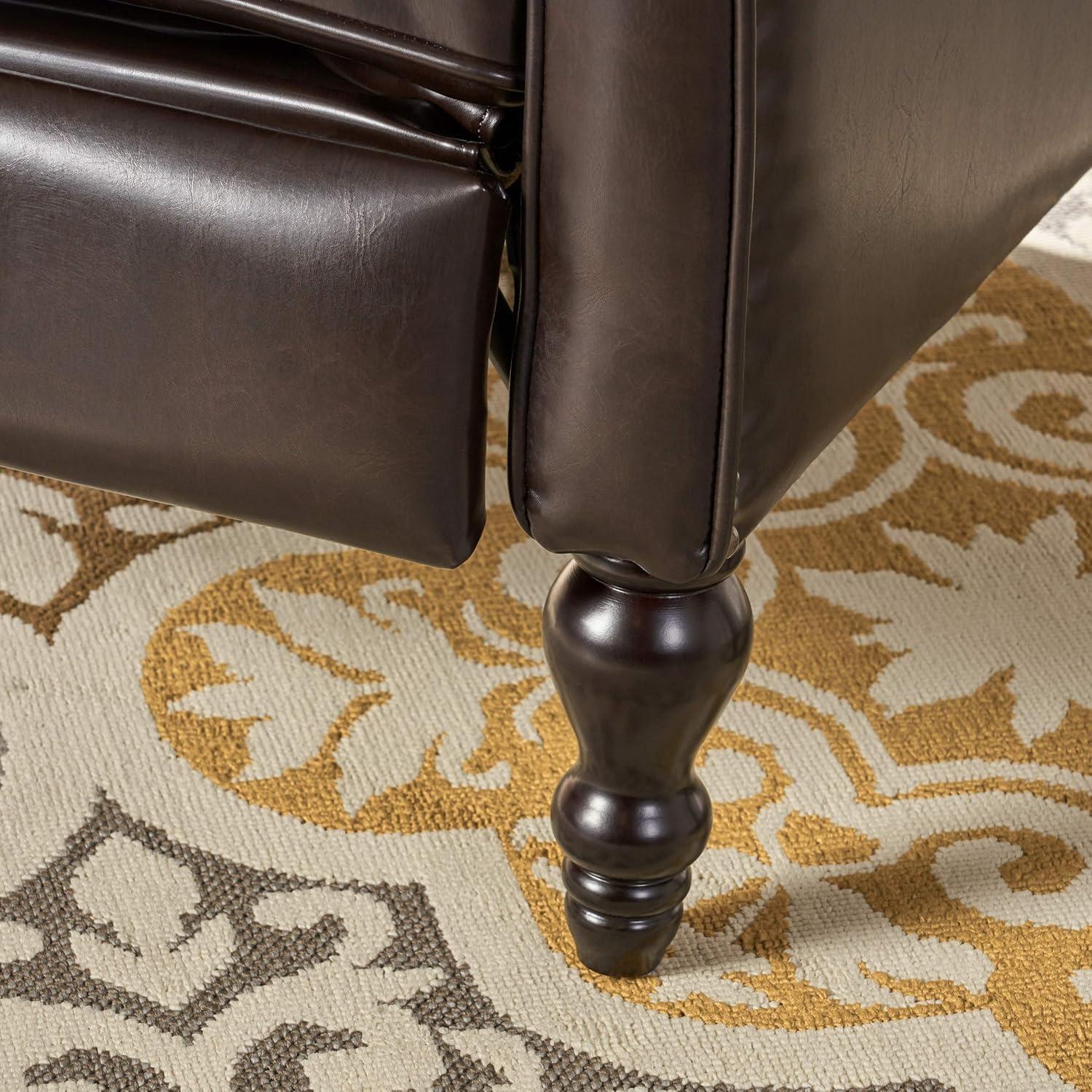 image:imageChristopher Knight Home GDFStudio Elizabeth Tufted Bonded Leather Recliner Vintage Reclining Reading Armchair 285D x 345W x 41H in Brown