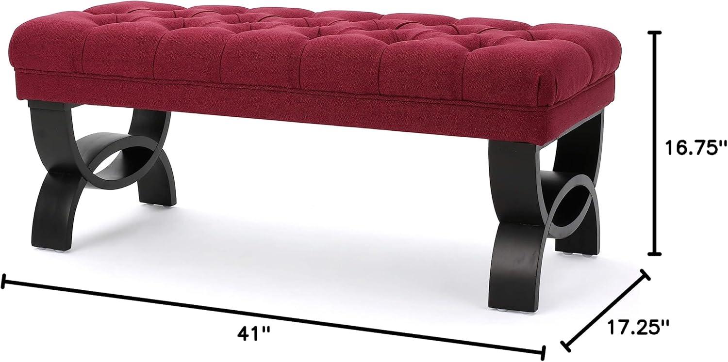 image:imageChristopher Knight Home Scarlett Tufted Fabric Ottoman Bench Deep Red
