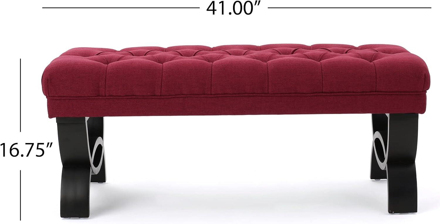 image:imageChristopher Knight Home Scarlett Tufted Fabric Ottoman Bench Deep Red