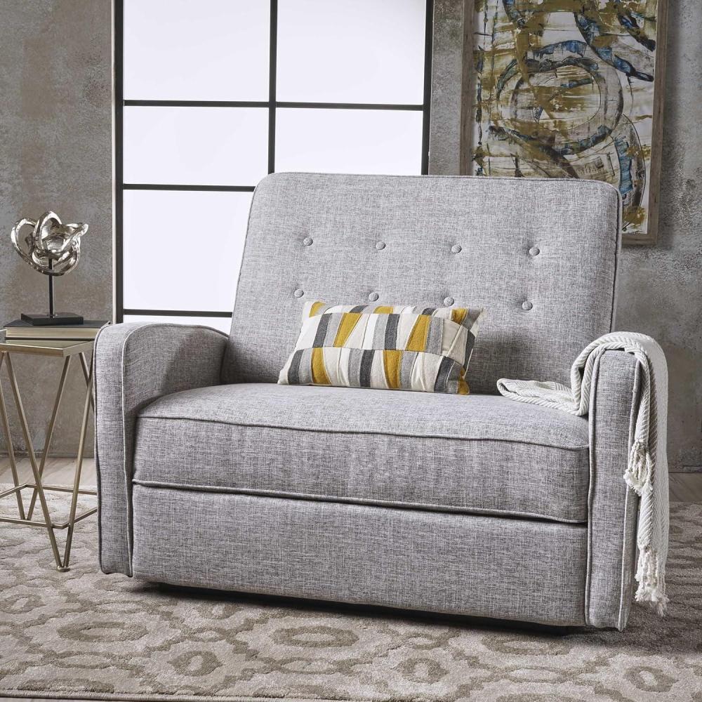 image:imageChristopher Knight Home GDFStudio Christopher Knight Home Calliope Buttoned Fabric Reclining Loveseat Grey  BlackLight Grey Tweed  Black