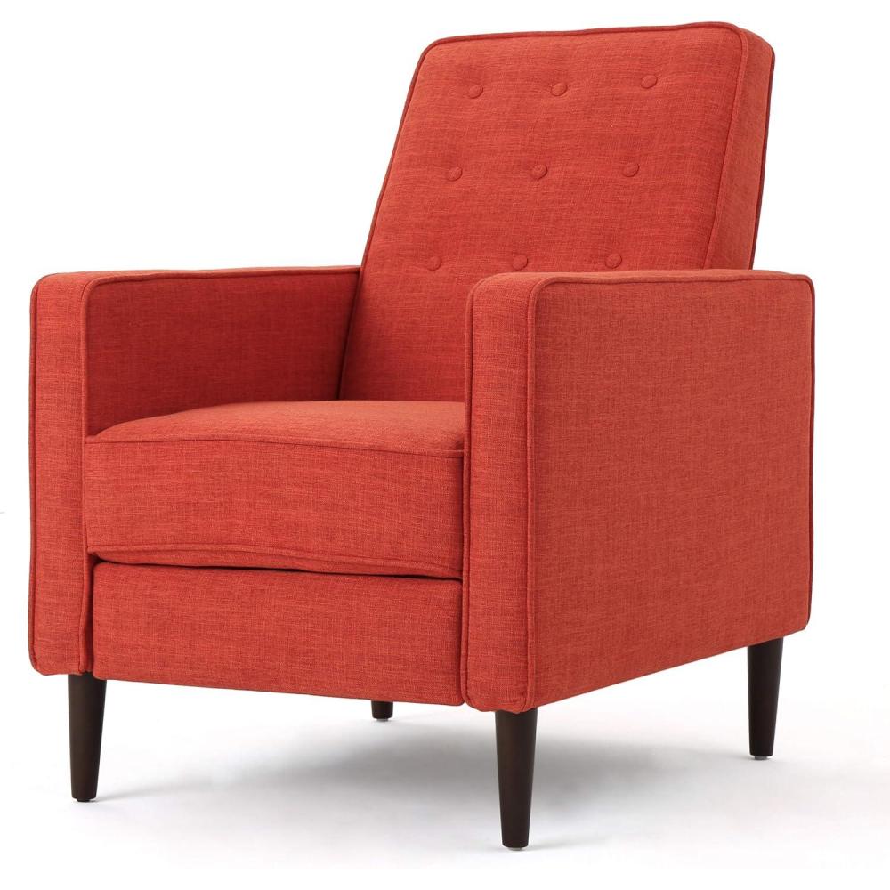 image:imageGDFStudio Christopher Knight Home Mervynn MidCentury Modern Fabric Recliner GreyMuted Orange
