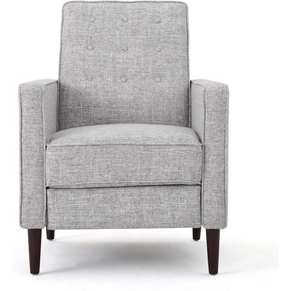image:imageGDFStudio Marston Mid Century Modern Fabric Recliner Set of 2 CreamLight Grey Tweed