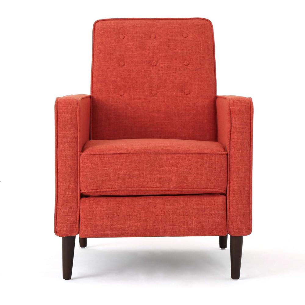 image:imageGDFStudio Marston Mid Century Modern Fabric Recliner Set of 2 CreamOrange