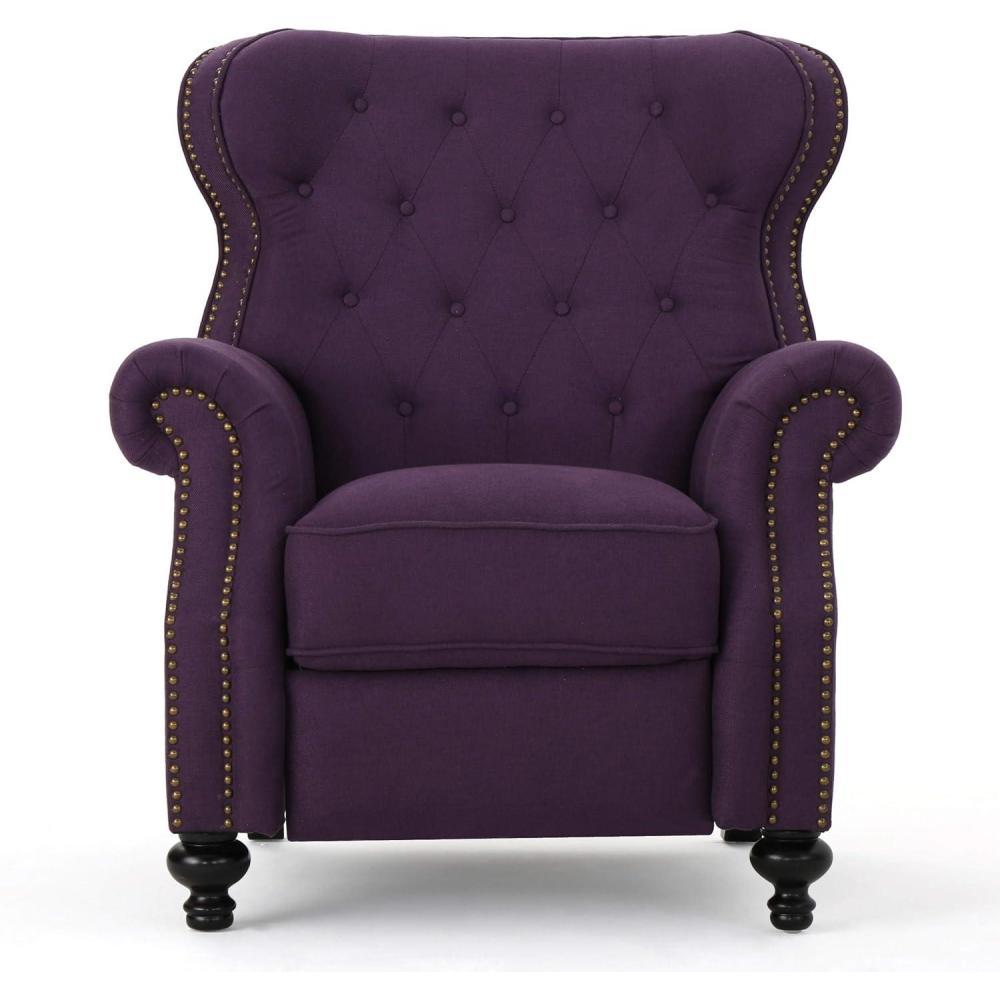 image:imageGDFStudio Waldo Tufted Wingback Recliner ChairPlumPlum