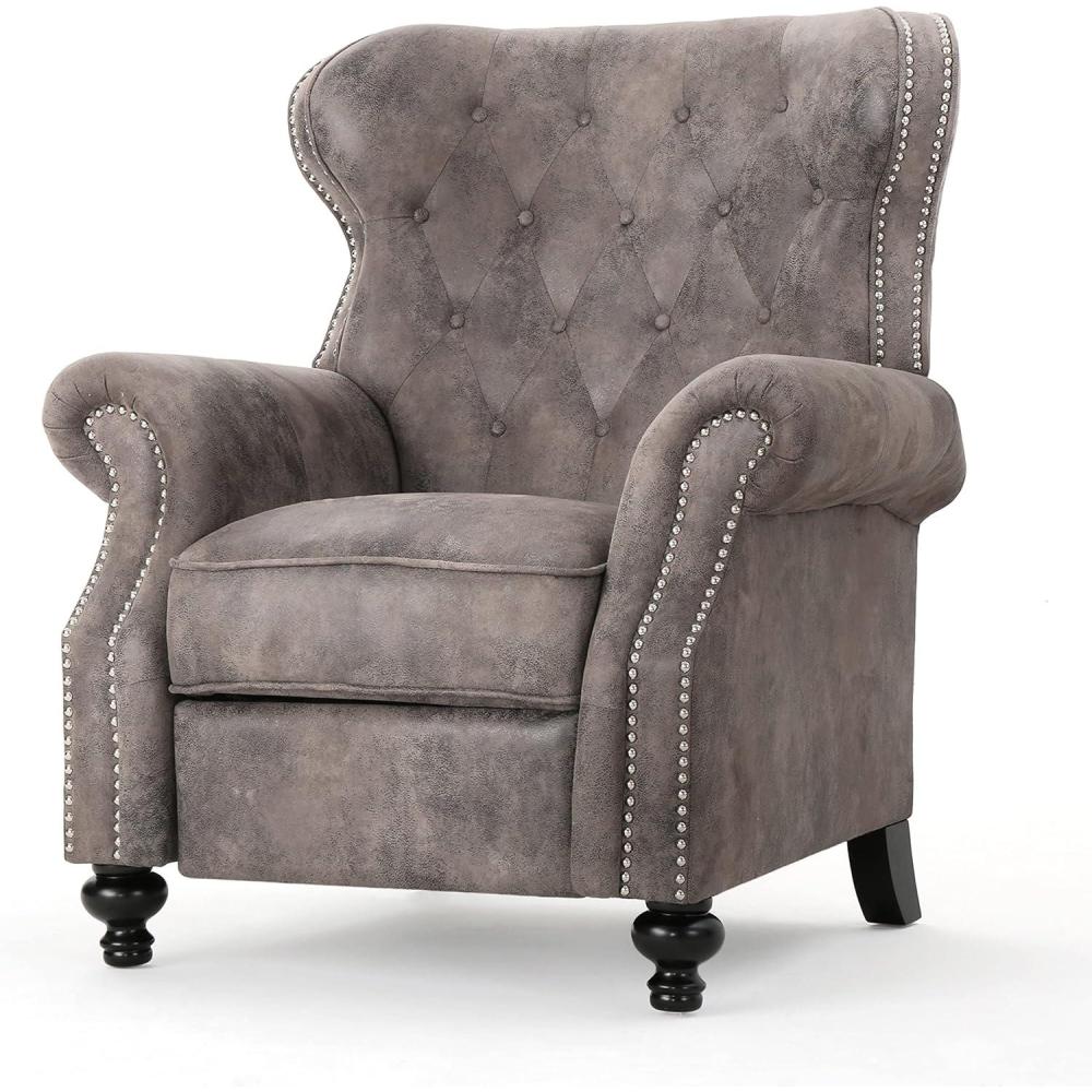 image:imageGDFStudio Waldo Tufted Wingback Recliner ChairPlumWarm Stone