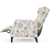 Christopher Knight Home Ellyn Fabric Recliner (Set of 2), Light Beige with Blue Floral, Dark Brown