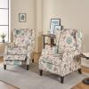 Christopher Knight Home Ellyn Fabric Recliner (Set of 2), Light Beige with Blue Floral, Dark Brown