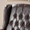 Christopher Knight Home GDFStudio Elizabeth Tufted Bonded Leather Recliner, Vintage Reclining Reading Armchair, 28.5D x 34.5W x 41H in, Brown