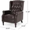 Christopher Knight Home GDFStudio Elizabeth Tufted Bonded Leather Recliner, Vintage Reclining Reading Armchair, 28.5D x 34.5W x 41H in, Brown