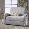 Christopher Knight Home GDFStudio Christopher Knight Home Calliope Buttoned Fabric Reclining Loveseat, Grey / Black(Light Grey Tweed / Black)