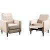 GDFStudio Marston Mid Century Modern Fabric Recliner (Set of 2) (Cream)(Cream)
