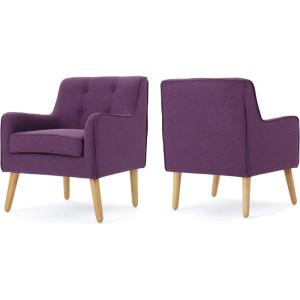 Christopher Knight Home Felicity Mid-Century Fabric Arm Chairs, 2-Pcs Set, Purple(Purple)